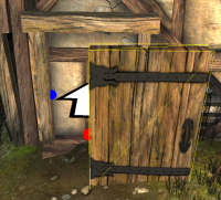 Drag the red sphere near to the blue sphere to automatically position the door